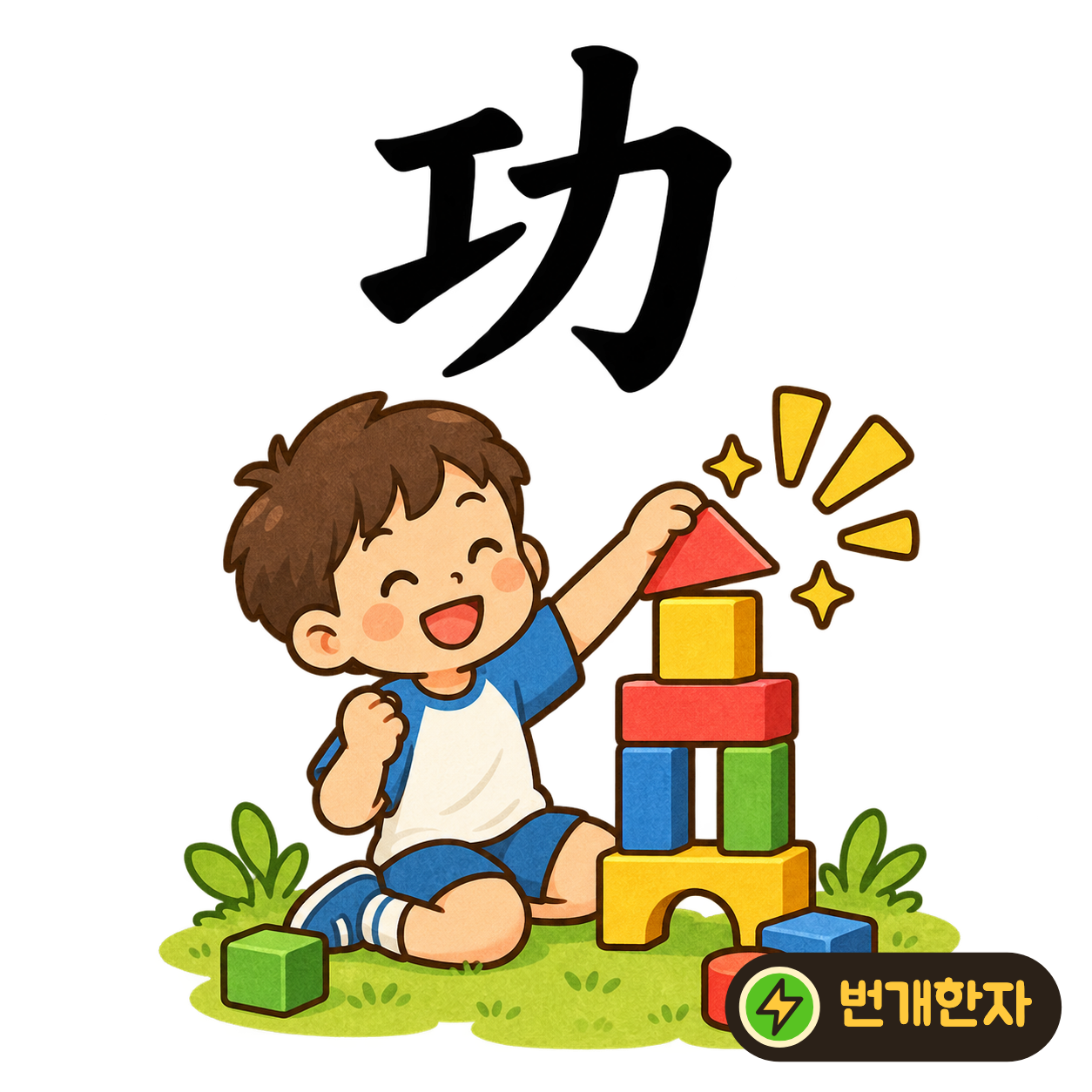 功: 장인 工 옆에 힘 力이 있어요. 장인이 힘을 들여 훌륭한 일을 해낸 공을 떠올려 보세요. (기억 그림)