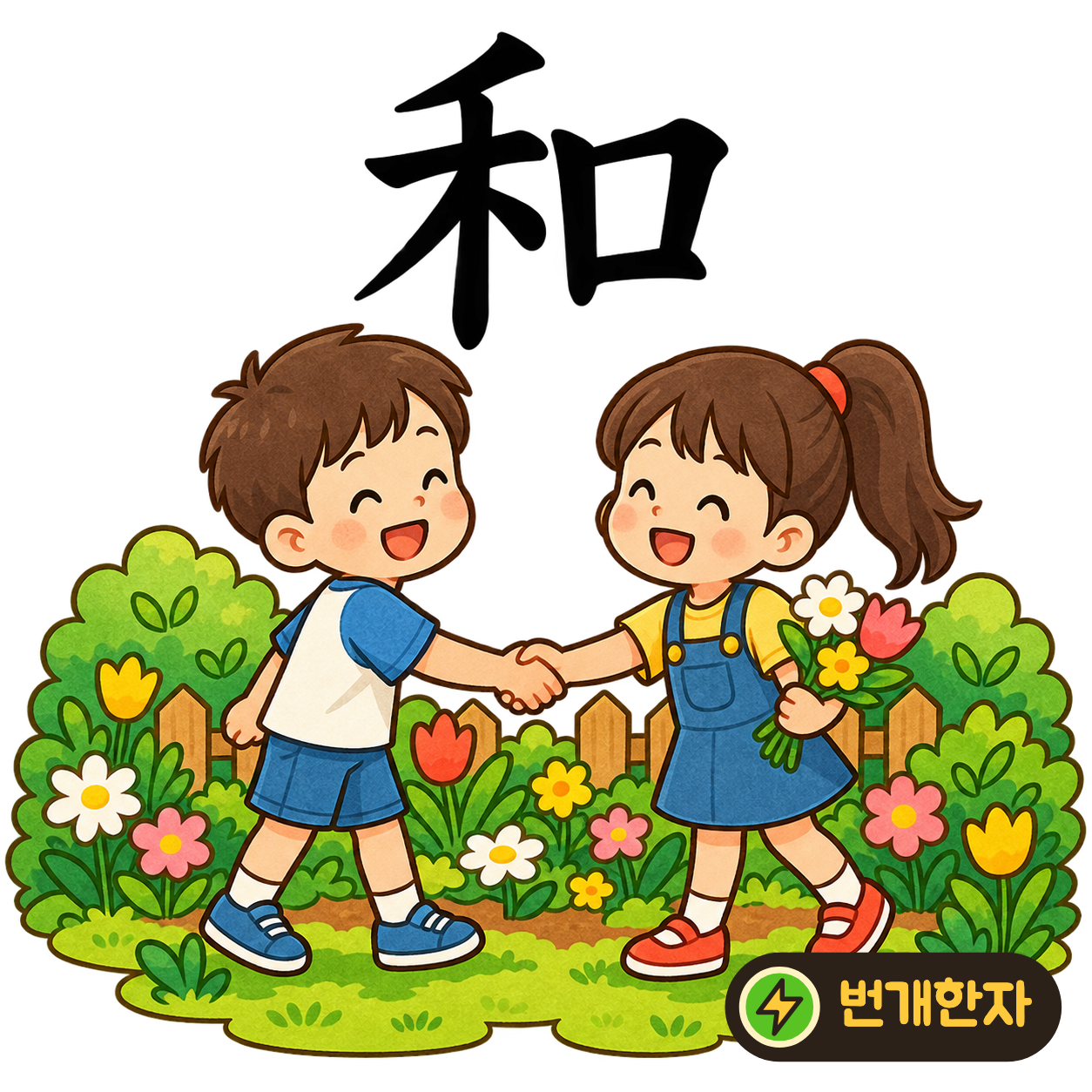 和: 곡식 禾 옆에 입 口가 있어요. 함께 먹을 곡식을 나누며 사이좋게 이야기하는 모습을 떠올려요. (기억 그림)