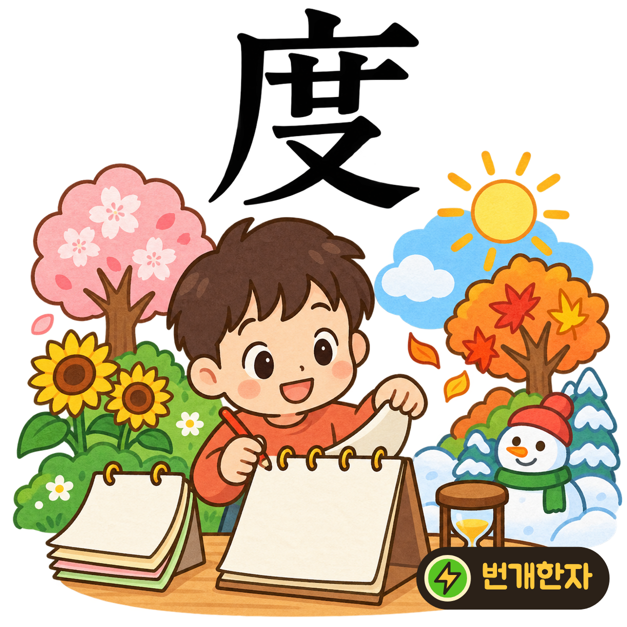 度: 덮개 广 아래에 손을 떠올리는 又가 있어요. 손으로 기준에 맞는 길이를 재는 모습으로 기억해요. (기억 그림)