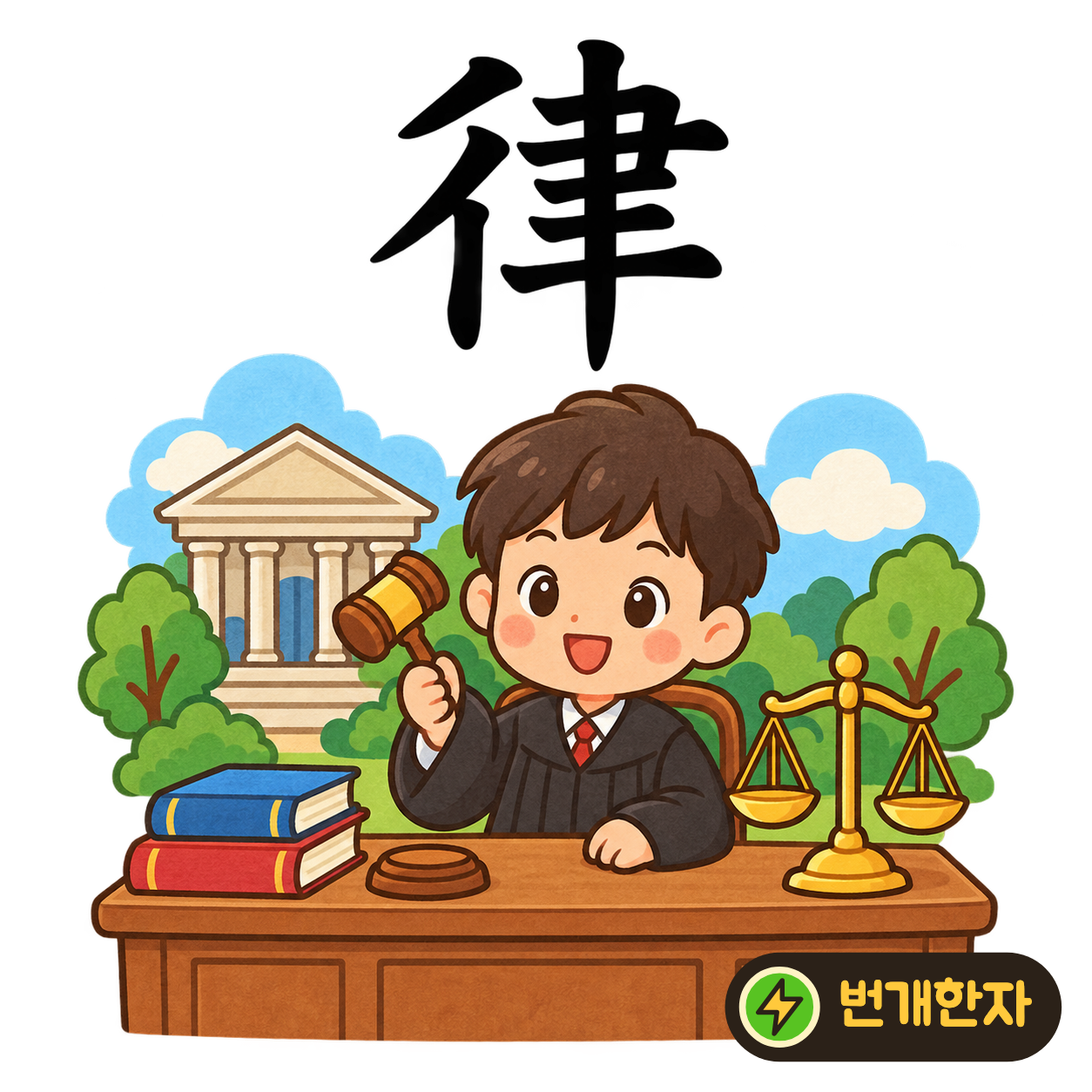 律: 걸음 모양 彳 옆에 붓 모양 聿이 있어요. 적어 둔 규칙에 맞추어 한 걸음씩 걷는 모습을 상상해요. (기억 그림)