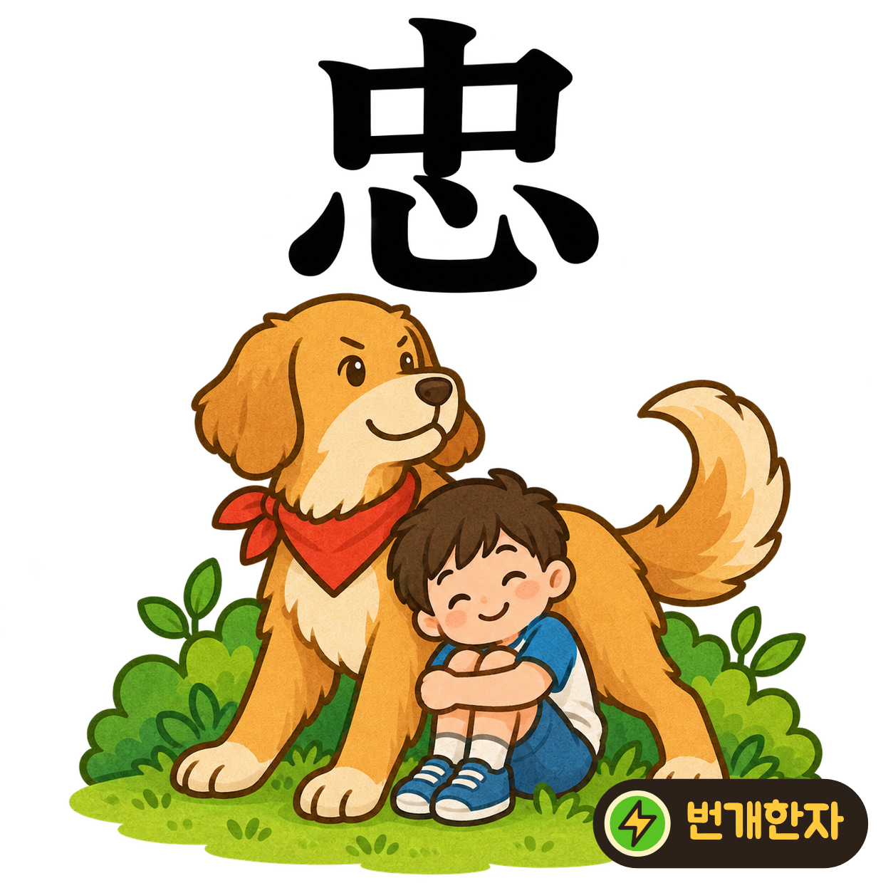 忠: 가운데 中 아래에 마음 心이 있어요. 마음 한가운데 약속을 두고 충실히 지키는 모습이에요. (기억 그림)