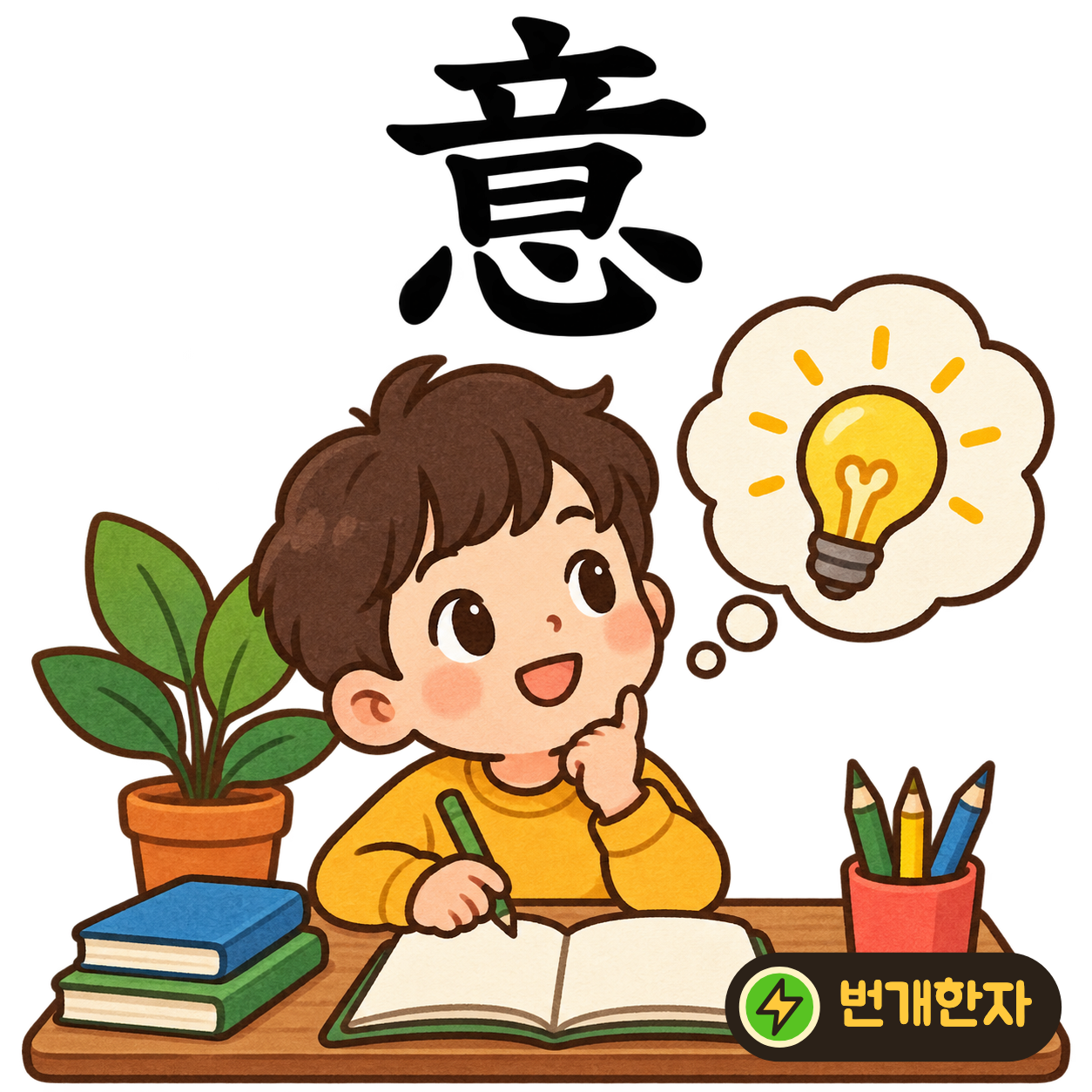 意: 소리 音 아래에 마음 心이 있어요. 말소리에 마음속 뜻을 담아 전하는 모습을 떠올려요. (기억 그림)