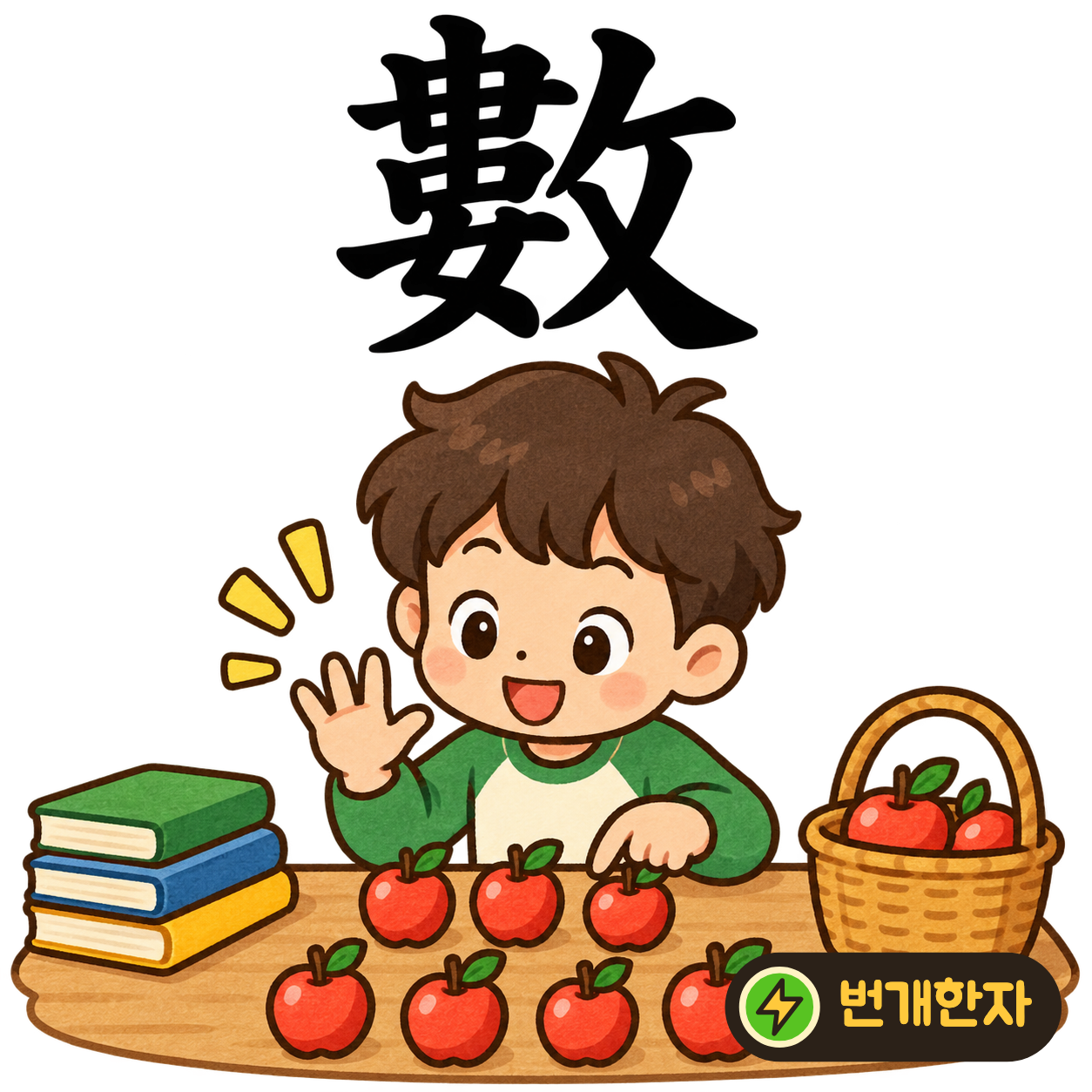 數: 왼쪽 婁 옆에 攵이 있어요. 여러 물건을 하나씩 짚어 수를 세는 모습을 떠올려요. (기억 그림)
