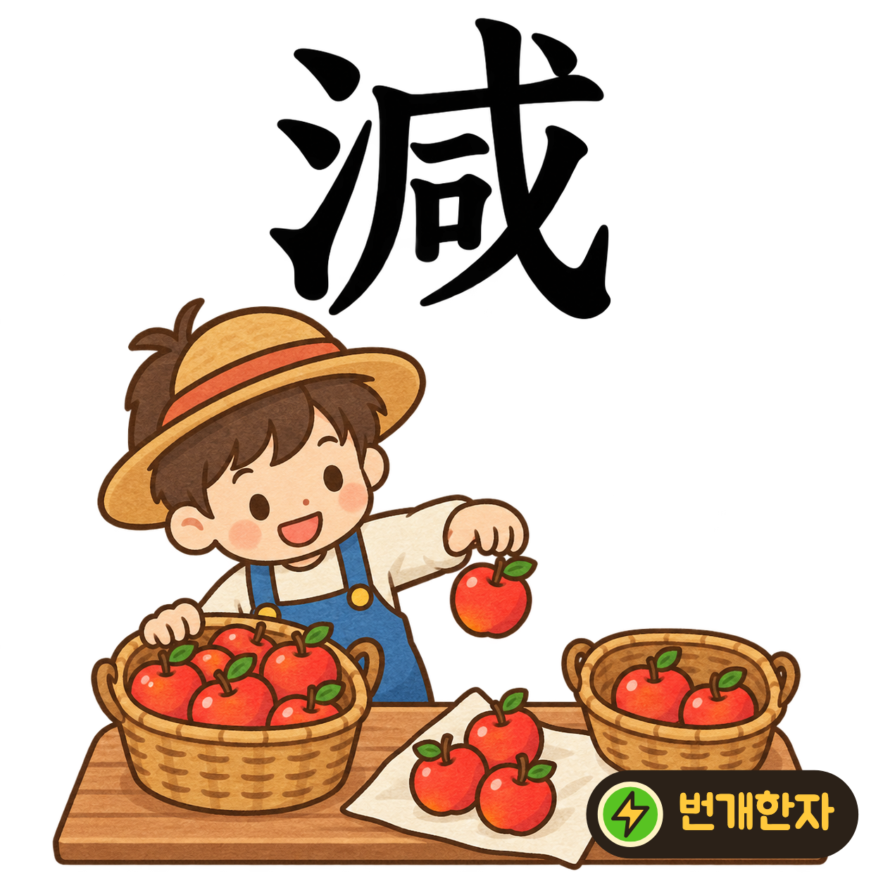 減: 물 모양 氵 옆에 다 咸이 있어요. 그릇의 물을 조금 덜어 양이 줄어드는 모습을 상상해요. (기억 그림)