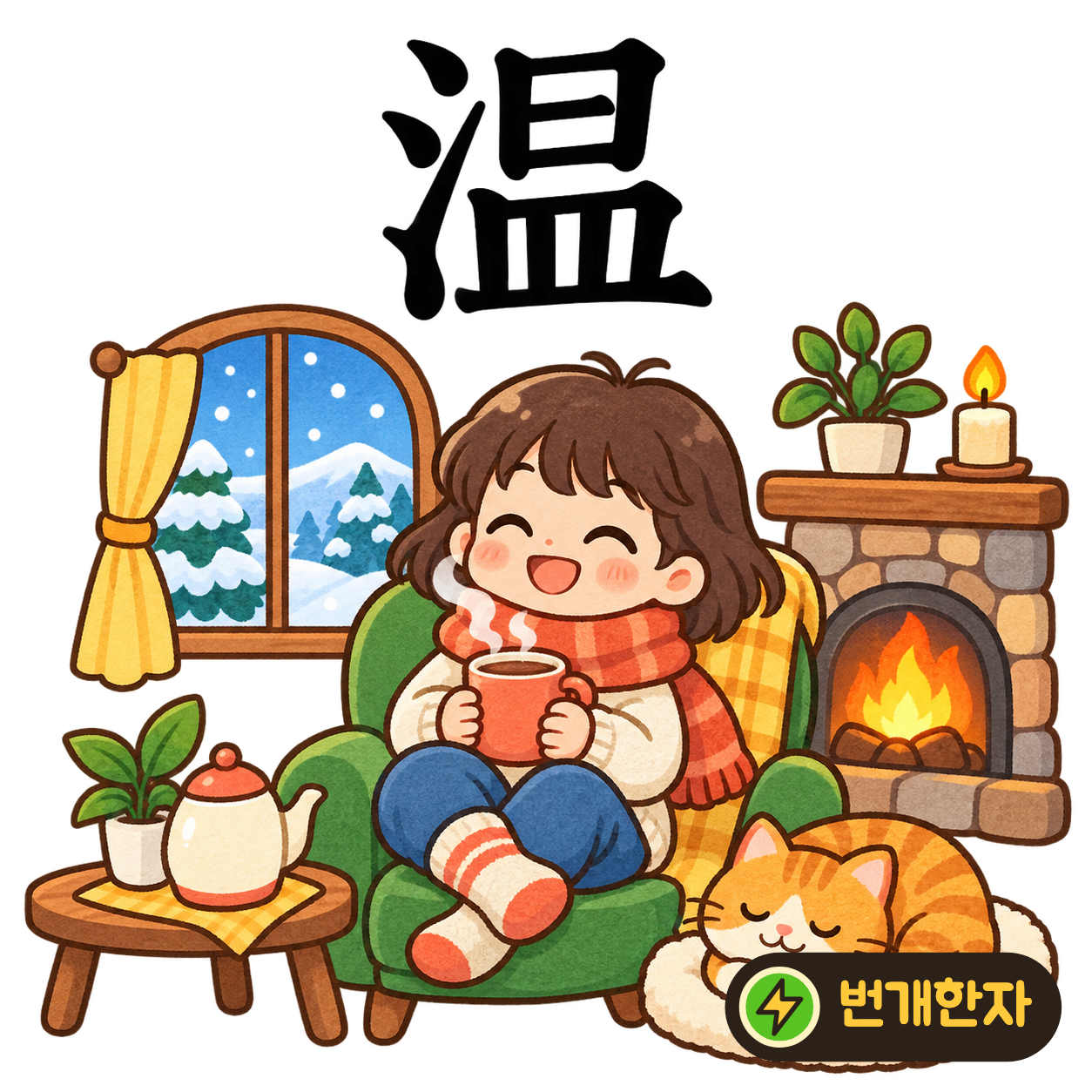 溫: 물 모양 氵 옆의 아래에 그릇 皿이 있어요. 그릇에 따뜻한 물을 담아 손을 녹이는 모습이에요. (기억 그림)