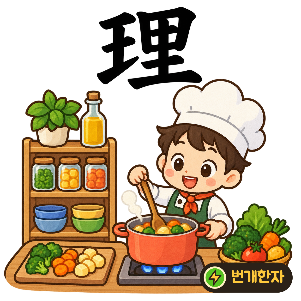 理: 구슬 모양 王 옆에 마을 里가 있어요. 마을의 구슬들을 순서대로 정리해 다스리는 모습을 상상해요. (기억 그림)