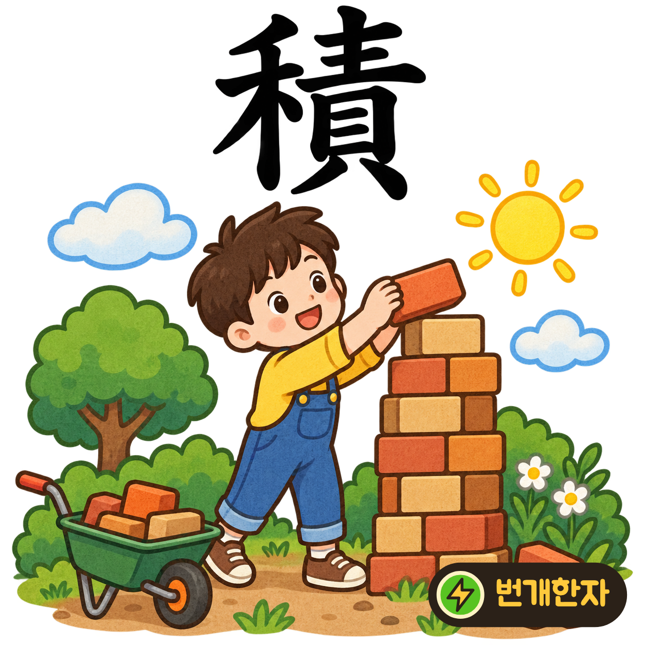 積: 곡식 禾 옆에 책임 責이 있어요. 맡은 곡식을 차곡차곡 쌓아 보관해요. (기억 그림)