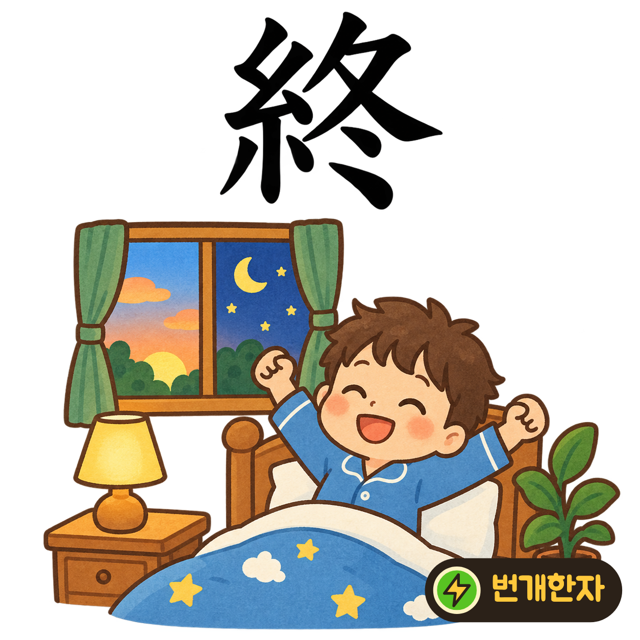 終: 실 糸 옆에 겨울 冬이 있어요. 한 해 끝의 겨울처럼 실을 감는 일도 끝나요. (기억 그림)