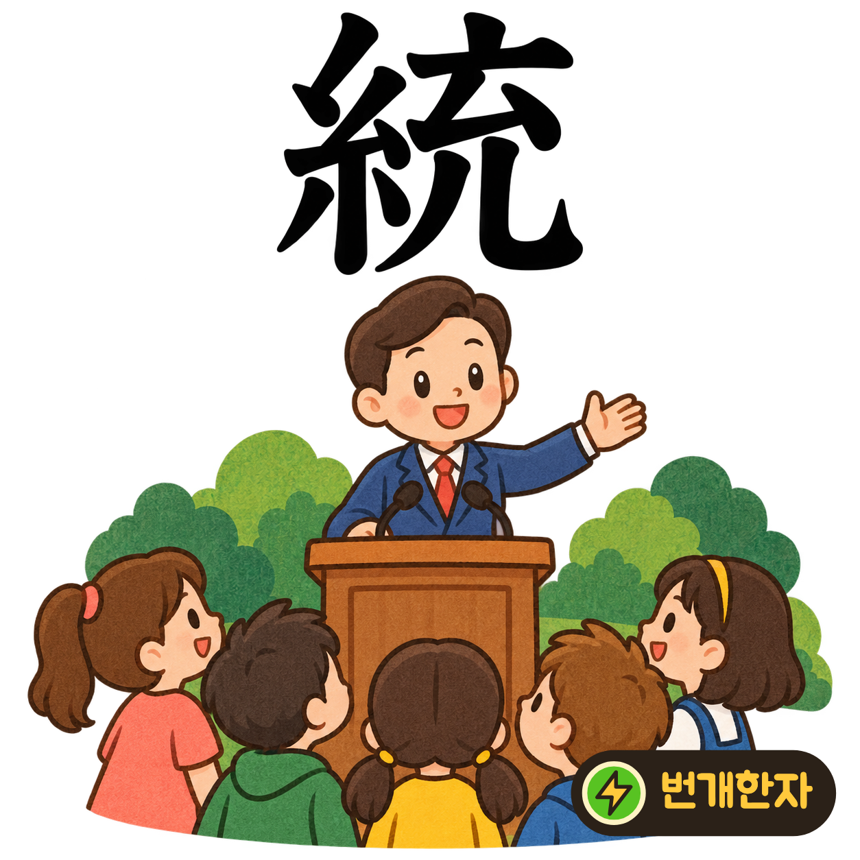 統: 실 糸 옆에 채울 充이 있어요. 여러 실을 한 손에 모아 거느리는 모습을 상상해요. (기억 그림)
