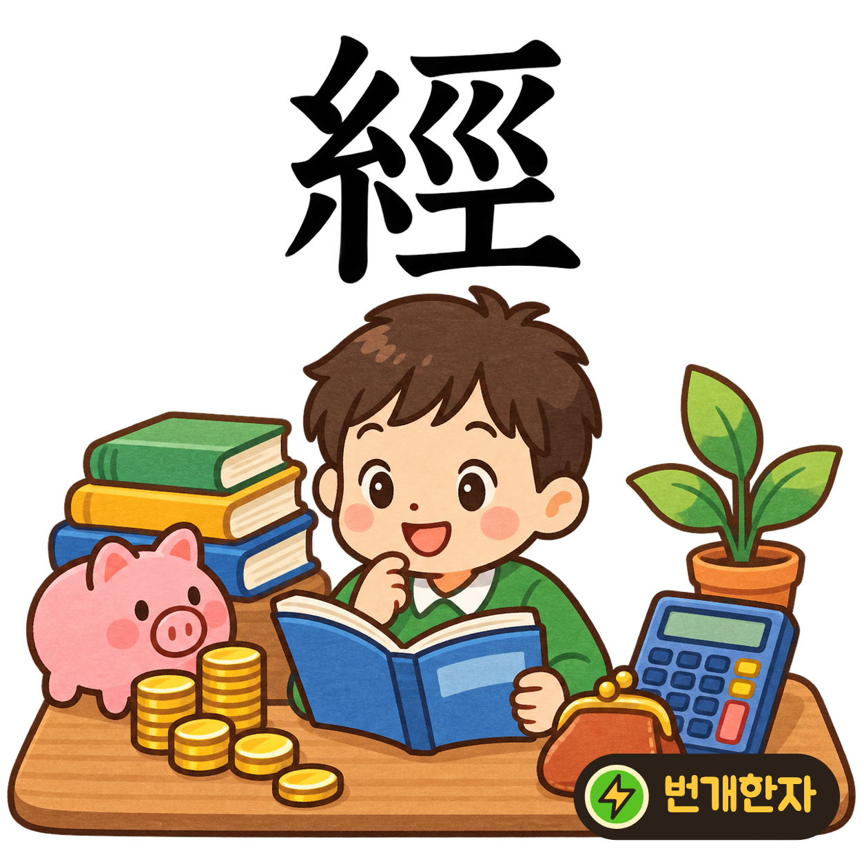 經: 실 糸 옆에 巠이 있어요. 실이 길을 따라 지나가며 한 줄로 이어지는 모습을 상상해요. (기억 그림)