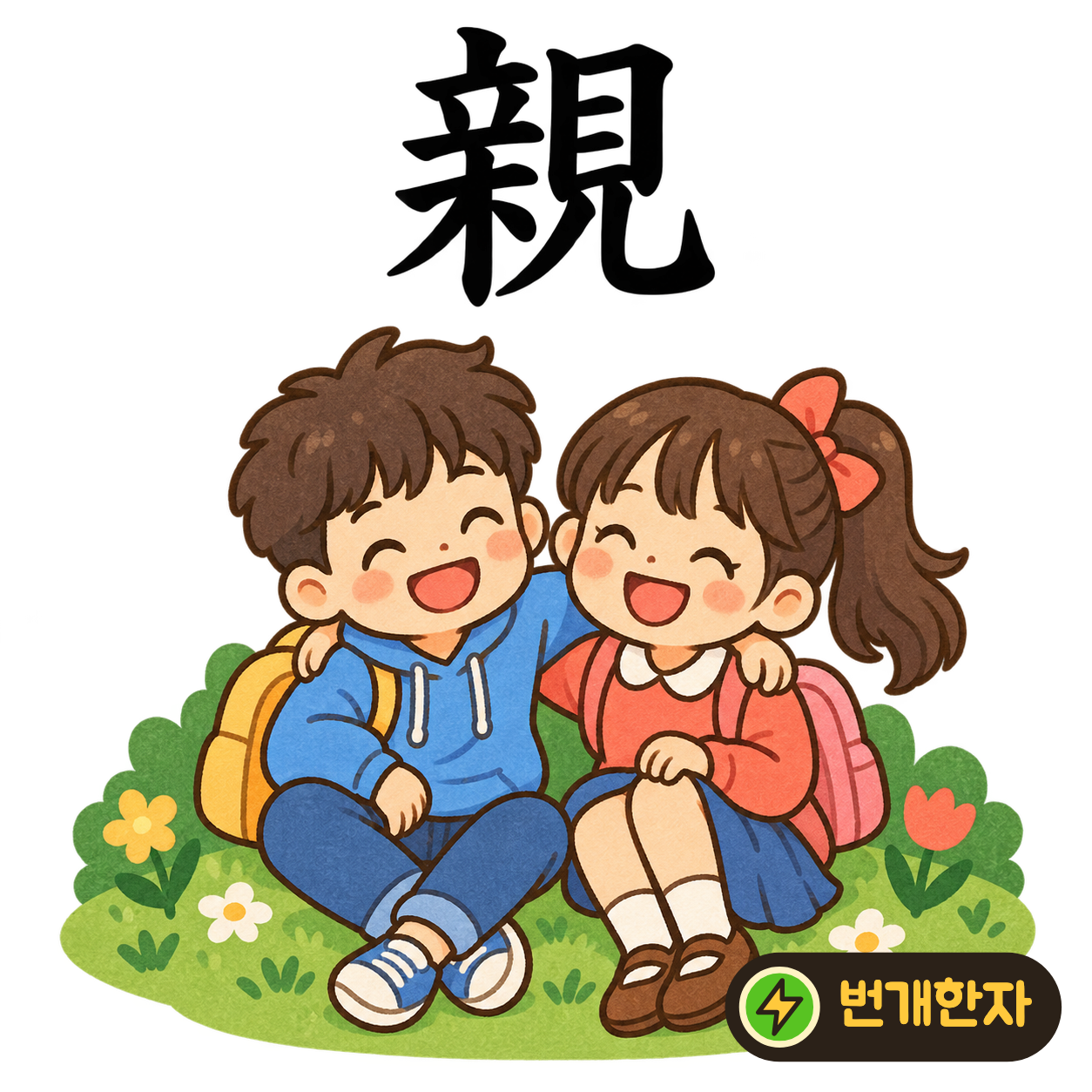 親: 왼쪽 아래에 나무 木, 오른쪽에 볼 見이 있어요. 나무 아래에서 친한 사람을 만나 바라보는 모습을 상상해요. (기억 그림)