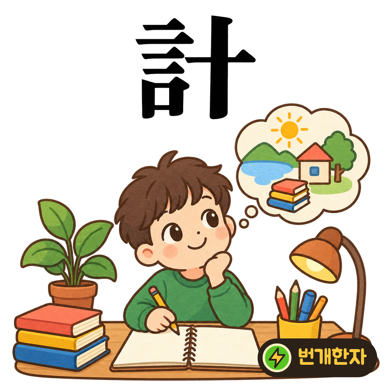 計: 말씀 言 옆에 열 十이 있어요. 하나부터 열까지 말하며 수를 세어요. (기억 그림)