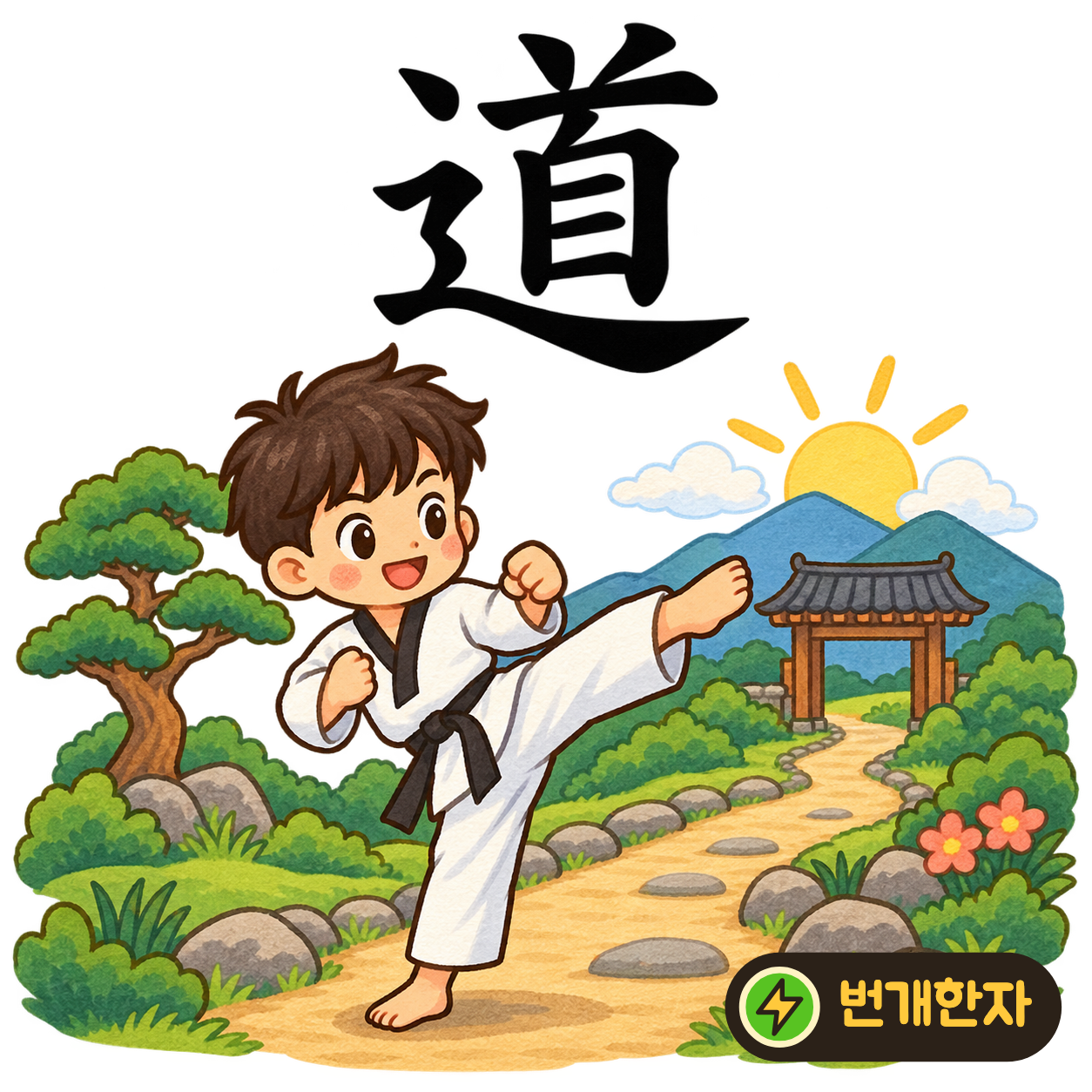 道: 길 모양 辶 안에 머리 首가 있어요. 머리를 들어 갈 길을 살피는 모습이에요. (기억 그림)