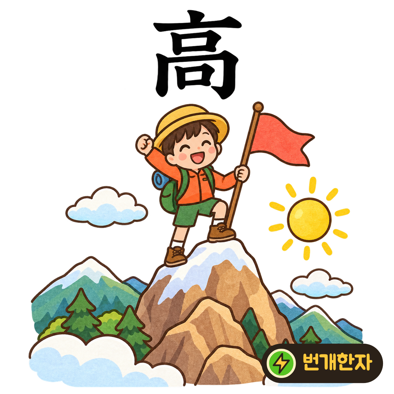 高: 높은 덮개 아래에 네모들이 위아래로 있어요. 창문이 여러 층에 달린 높은 건물을 떠올려요. (기억 그림)